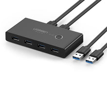 Заредете изображение във визуализатора на галерията – Ugreen switch box HUB switch 4x USB 2.0 USB splitter for two computers black (30767) - TopMag
