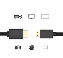 Заредете изображение във визуализатора на галерията – Ugreen cable HDMI - mini HDMI cable 19 pin 2.0v 4K 60Hz 30AWG 1.5m black (11167) - TopMag
