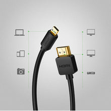 Заредете изображение във визуализатора на галерията – Ugreen cable HDMI - micro HDMI cable 19 pin 2.0v 4K 60Hz 30AWG 1.5m black (30102) - TopMag
