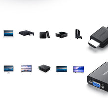 Заредете изображение във визуализатора на галерията – Ugreen adapter HDMI - VGA micro USB / audio 3.5 mm mini jack black (40248) - TopMag
