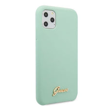 Заредете изображение във визуализатора на галерията – Guess GUHCN65LSLMGG iPhone 11 Pro Max zielony/green hard case Silicone Vintage Gold Logo - TopMag
