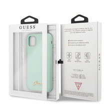 Заредете изображение във визуализатора на галерията – Guess GUHCN65LSLMGG iPhone 11 Pro Max zielony/green hard case Silicone Vintage Gold Logo - TopMag
