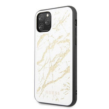 Заредете изображение във визуализатора на галерията – Guess GUHCN65MGGWH iPhone 11 Pro Max biały/white hard case Glitter Marble Glass - TopMag
