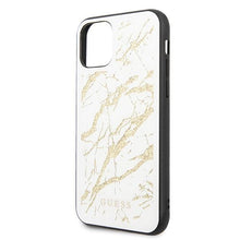 Заредете изображение във визуализатора на галерията – Guess GUHCN65MGGWH iPhone 11 Pro Max biały/white hard case Glitter Marble Glass - TopMag
