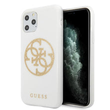 Заредете изображение във визуализатора на галерията – Guess GUHCN65TPUWHGLG iPhone 11 Pro Max biały/white hard case Glitter 4G Circle Logo - TopMag
