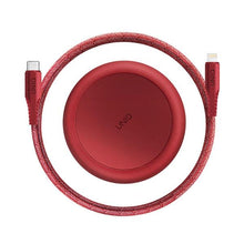 Заредете изображение във визуализатора на галерията – UNIQ kabel MFI Halo USB-C-Lightning 18W nylonowy zwijany 1,2m czerwony/carmine red - TopMag
