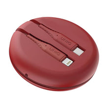 Заредете изображение във визуализатора на галерията – UNIQ kabel MFI Halo USB-C-Lightning 18W nylonowy zwijany 1,2m czerwony/carmine red - TopMag

