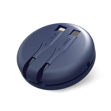 Заредете изображение във визуализатора на галерията – UNIQ kabel MFI Halo USB-C-Lightning 18W nylonowy zwijany 1.2m niebieski/marine blue - TopMag
