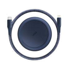 Заредете изображение във визуализатора на галерията – UNIQ kabel MFI Halo USB-C-Lightning 18W nylonowy zwijany 1.2m niebieski/marine blue - TopMag
