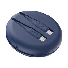 Заредете изображение във визуализатора на галерията – UNIQ kabel MFI Halo USB-C-Lightning 18W nylonowy zwijany 1.2m niebieski/marine blue - TopMag
