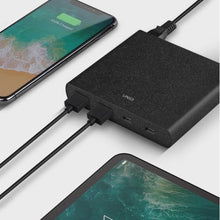 Заредете изображение във визуализатора на галерията – UNIQ Ład. siec. HUB Surge 90W czarny /charcoal black 2xUSB Quick Charge 3.0 + 2xUSB-C PD 3.0 (LITHOS Collective) - TopMag
