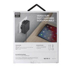 Заредете изображение във визуализатора на галерията – UNIQ Ład. siec. Versa Slim USB-C PD 18W + kabel USB-C na USB-C czarny/charcoal black (LITHOS Collective) - TopMag
