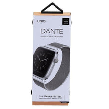 Заредете изображение във визуализатора на галерията – UNIQ pasek Dante Apple Watch Series 4/5/6/7/8/SE/SE2 38/40/41mm Stainless Steel srebrny/sterling silver - TopMag
