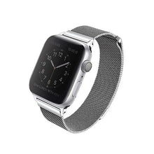 Заредете изображение във визуализатора на галерията – UNIQ pasek Dante Apple Watch Series 4/5/6/7/8/SE/SE2 42/44/45mm Stainless Steel srebrny/sterling silver - TopMag
