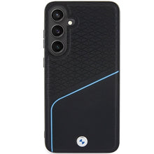 Заредете изображение във визуализатора на галерията – Original Case BMW hardcase Signature Leather Textured &amp; Line MagSafe BMHMS24M23RDCLK for Samsung Galaxy S24 Plus Black
