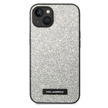 Заредете изображение във визуализатора на галерията – Original faceplate case KARL LAGERFELD KLHCP14SG2ELS for iPhone 14 (Solid Glitter Plaque Logo / silver)
