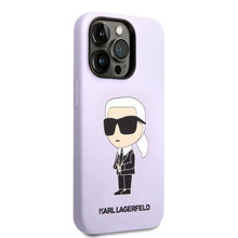 Заредете изображение във визуализатора на галерията – Karl Lagerfeld KLHCP14LSNIKBCU iPhone 14 Pro 6.1&quot; hardcase purple/purple Silicone Ikonik
