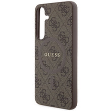 Заредете изображение във визуализатора на галерията – Guess 4G Collection Leather Metal Logo MagSafe case for Samsung Galaxy S24+ - brown
