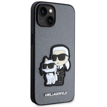 Заредете изображение във визуализатора на галерията – Karl Lagerfeld KLHCP14SSANKCPG iPhone 14 6.1" hardcase silver/silver Saffiano Karl &amp; Choupette
