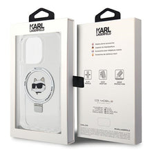 Заредете изображение във визуализатора на галерията – Original Pouch KARL LAGERFELD Ring Stand Choupette Head MagSafe KLHMP15XHMRSCHH for Iphone 15 Pro Max White
