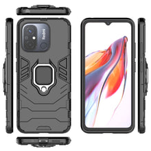 Заредете изображение във визуализатора на галерията – Ring Armor Case for Xiaomi Redmi 11A / Poco C55 / Redmi 12C Armor Cover Magnetic Holder Ring Black
