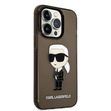 Заредете изображение във визуализатора на галерията – Original Pouch KARL LAGERFELD  Ikonik Karl Lagerfeld KLHCP14XHNIKTCK for Iphone 14 Pro Max black
