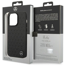 Заредете изображение във визуализатора на галерията – Mercedes MEHCP14L8REMPK iPhone 14 Pro 6.1" black/black hardcase Leather Stars Pattern

