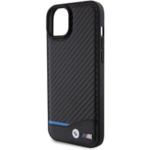 Заредете изображение във визуализатора на галерията – Original Case BMW Leather Carbon BMHCP15M22NBCK for Iphone 15 Plus Black
