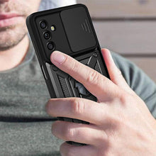 Заредете изображение във визуализатора на галерията – Hybrid Armor Camshield case for Samsung Galaxy A13 5G armored case with camera cover blue
