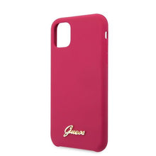 Заредете изображение във визуализатора на галерията – Guess GUHCN65LSLMGRE iPhone 11 Pro Max czerwony/burgundy hard case Silicone Vintage Gold Logo - TopMag
