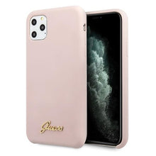 Заредете изображение във визуализатора на галерията – Guess GUHCN65LSLMGLP iPhone 11 Pro Max jasnoróżowy/light pink hard case Silicone Vintage Gold Logo - TopMag
