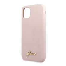 Заредете изображение във визуализатора на галерията – Guess GUHCN65LSLMGLP iPhone 11 Pro Max jasnoróżowy/light pink hard case Silicone Vintage Gold Logo - TopMag
