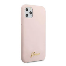 Заредете изображение във визуализатора на галерията – Guess GUHCN65LSLMGLP iPhone 11 Pro Max jasnoróżowy/light pink hard case Silicone Vintage Gold Logo - TopMag
