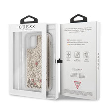 Заредете изображение във визуализатора на галерията – Guess GUHCN65GLHREGO iPhone 11 Pro Max gold/złoty hard case Liquid Glitter Hearts - TopMag
