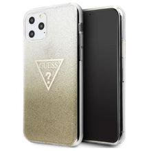 Заредете изображение във визуализатора на галерията – Guess GUHCN65SGTLGO iPhone 11 Pro Max złoty/gold hard case Glitter Triangle - TopMag
