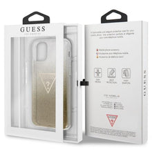 Заредете изображение във визуализатора на галерията – Guess GUHCN65SGTLGO iPhone 11 Pro Max złoty/gold hard case Glitter Triangle - TopMag
