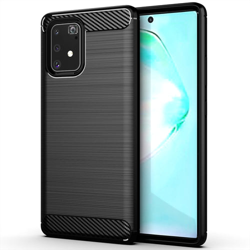 Carbon Case Flexible Cover TPU Case for Samsung Galaxy S10 Lite black - TopMag