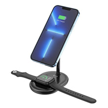 Заредете изображение във визуализатора на галерията – Hoco desktop holder with wireless charging 3in1 + support charging for magsafe 15w noble cw40
