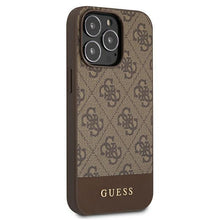 Заредете изображение във визуализатора на галерията – Guess GUHCP13XG4GLBR iPhone 13 Pro Max 6,7" brązowy/brown hard case 4G Stripe Collection

