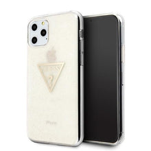Заредете изображение във визуализатора на галерията – Guess GUHCN58SGTLGO iPhone 11 Pro złoty/gold hard case Glitter Triangle - TopMag

