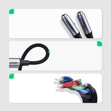 Заредете изображение във визуализатора на галерията – Ugreen cable headphone splitter USB Type C - 2x 3.5 mm mini jack AUX 20cm gray (30732) - TopMag
