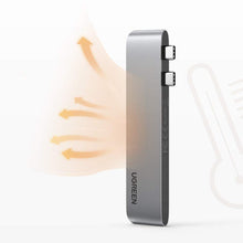 Заредете изображение във визуализатора на галерията – Ugreen multifunctional HUB 2x USB Type C to USB Type C PD (Thunderbolt 3, 100W, 4K @ 60 Hz, 10 Gbps) / HDMI 4K @ 30 Hz / 3x USB 3.0 for MacBook Pro / Air gray (60559) - TopMag
