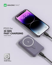 Заредете изображение във визуализатора на галерията – Amazing Thing Power bank Thunder Pro Stand 5000mAh TPM5KSPU - Type C - magnetic with induction charger purple
