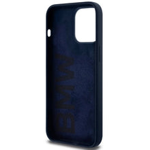 Заредете изображение във визуализатора на галерията – BMW Silicone Metal Logo case for iPhone 15 Pro Max - navy blue
