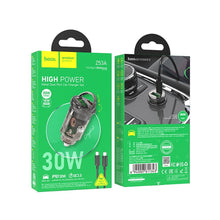 Заредете изображение във визуализатора на галерията – HOCO car charger USB QC3.0 + Type C + cable Type C to Type C PD 30W Z53A black
