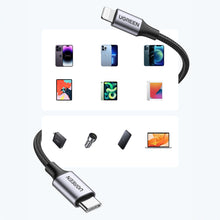 Заредете изображение във визуализатора на галерията – Ugreen US304 Lightning - USB-C 2.0 MFi cable 2 m - gray
