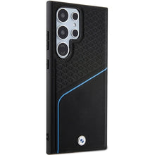 Заредете изображение във визуализатора на галерията – Original Case BMW hardcase Signature Leather Textured &amp; Line MagSafe BMHMS24L23RDCLK for Samsung Galaxy S24 Ultra Black
