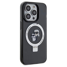 Заредете изображение във визуализатора на галерията – Karl Lagerfeld Ring Stand Karl&amp;Choupette MagSafe case for iPhone 14 Pro - black
