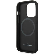 Заредете изображение във визуализатора на галерията – Case BMW BMHMP14L22RFGK iPhone 14 Pro 6.1" black/black Leather Diamond Pattern MagSafe
