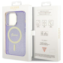 Заредете изображение във визуализатора на галерията – Guess GUHMP14XHCMCGU iPhone 14 Pro Max 6.7" purple/purple hardcase Glitter Gold MagSafe
